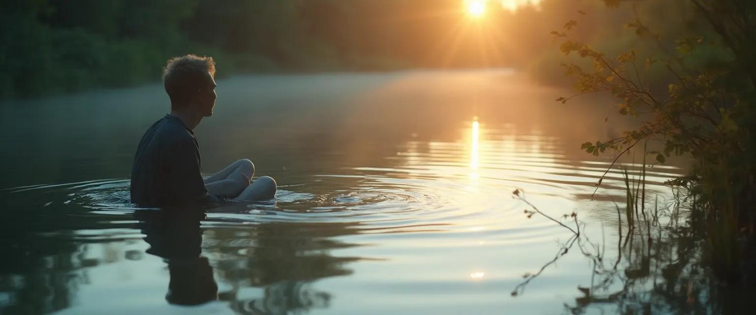 Person reflecting on self-awareness in recovery journey with mirror symbolism