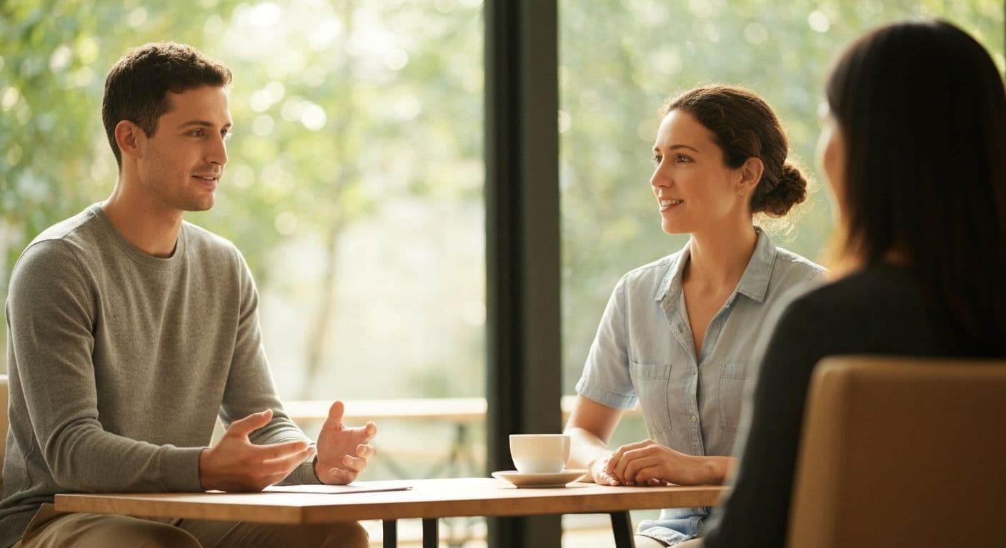 Two people engaged in mindful conversation to grow your mind through intentional dialogue