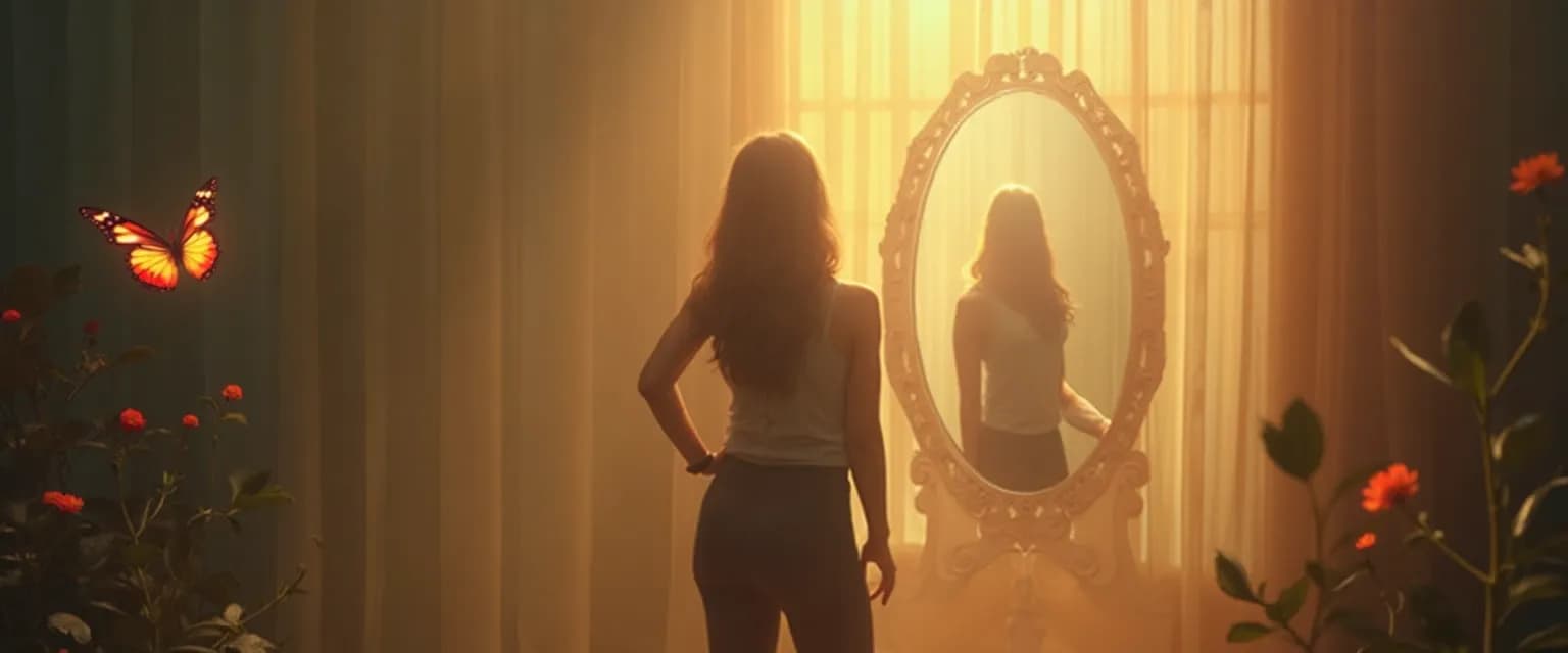 Person transforming self-consciousness into self-awareness in a social setting