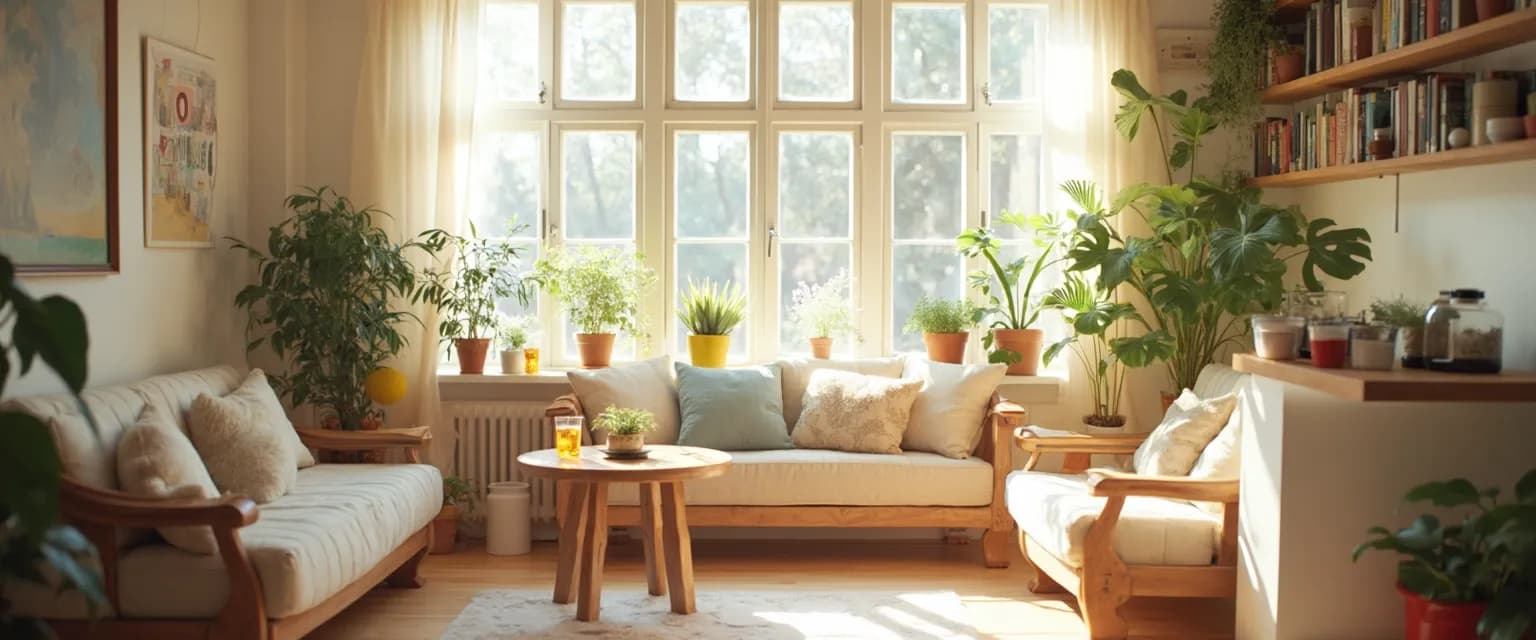 Bright and inviting home happy cafe with mood-enhancing design elements