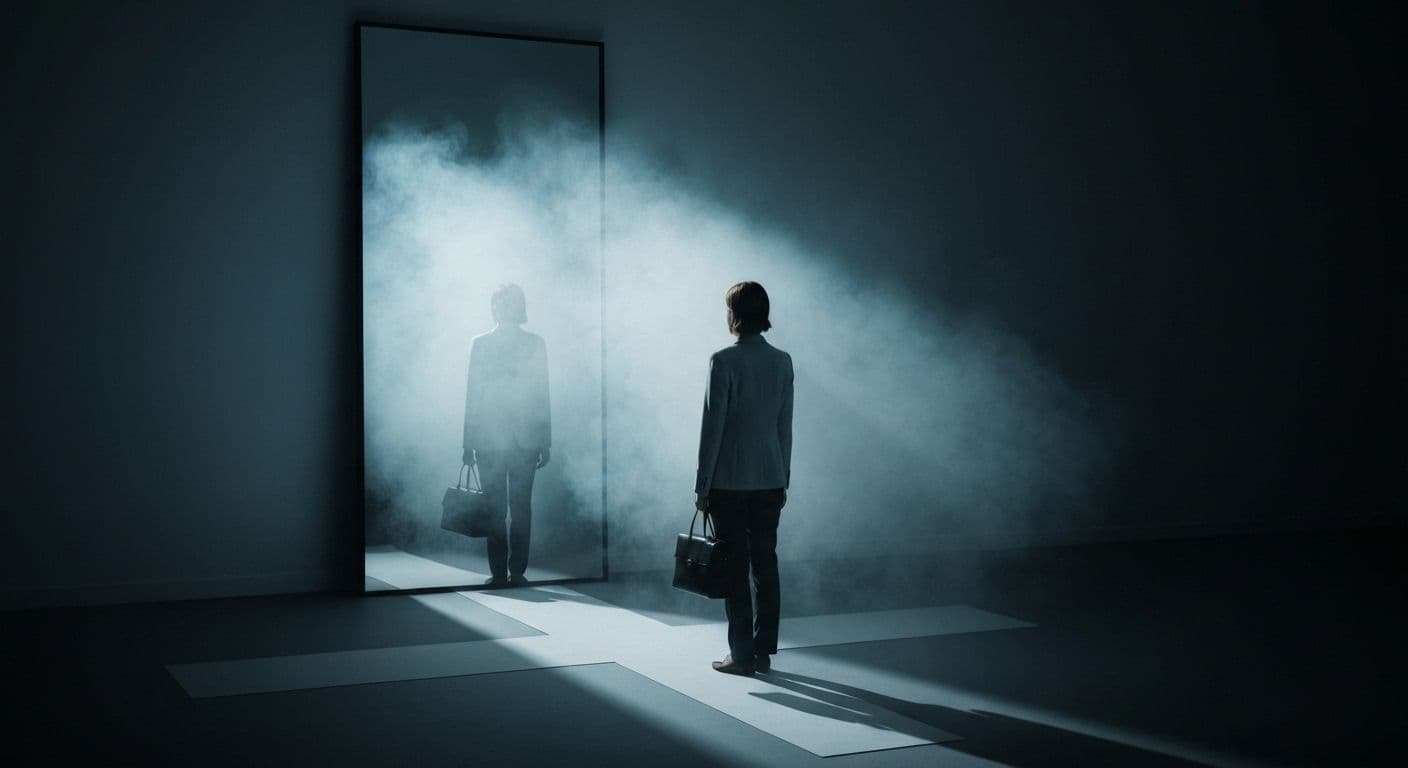 Person reflecting on personal development and self awareness while identifying blind spots in behavior patterns