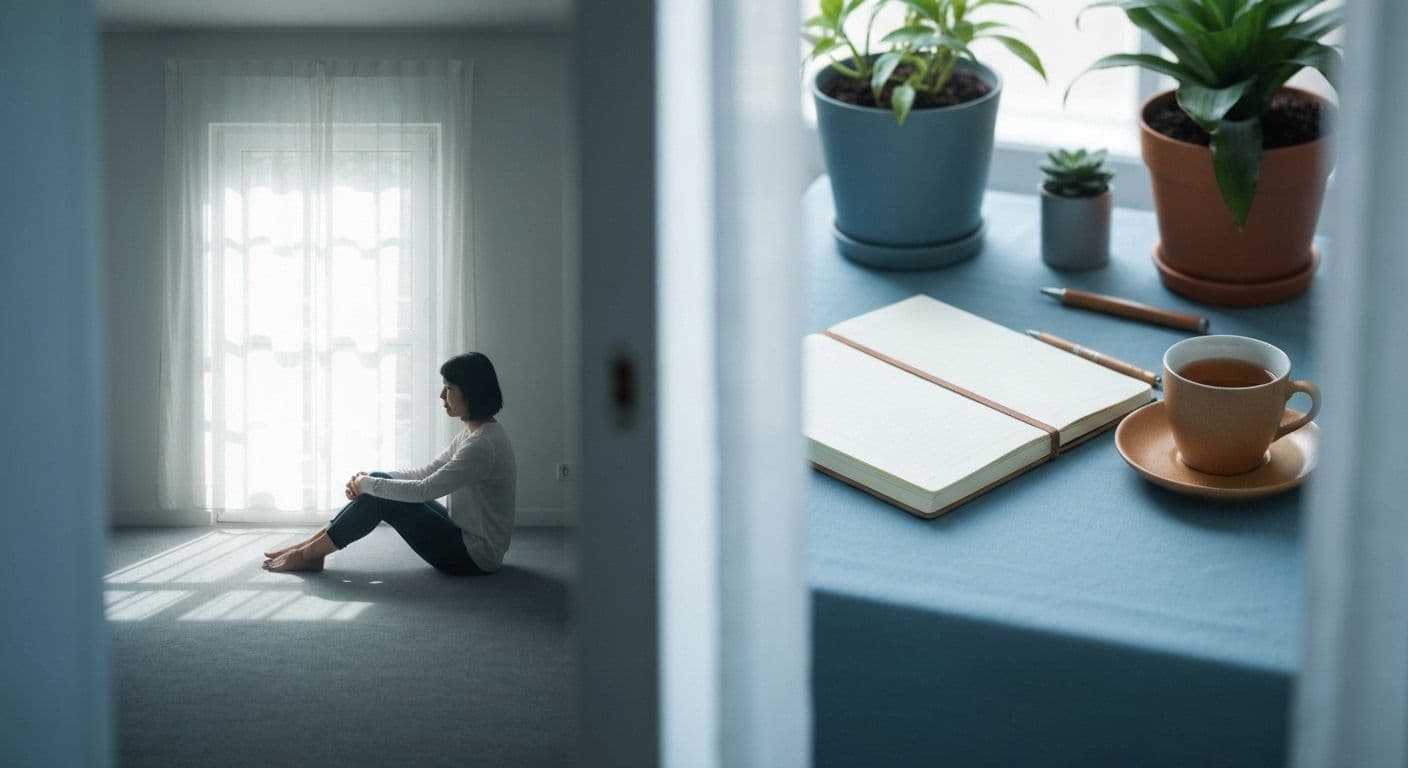 Person practicing mindfulness and emotional boundaries after quiet BPD breakup