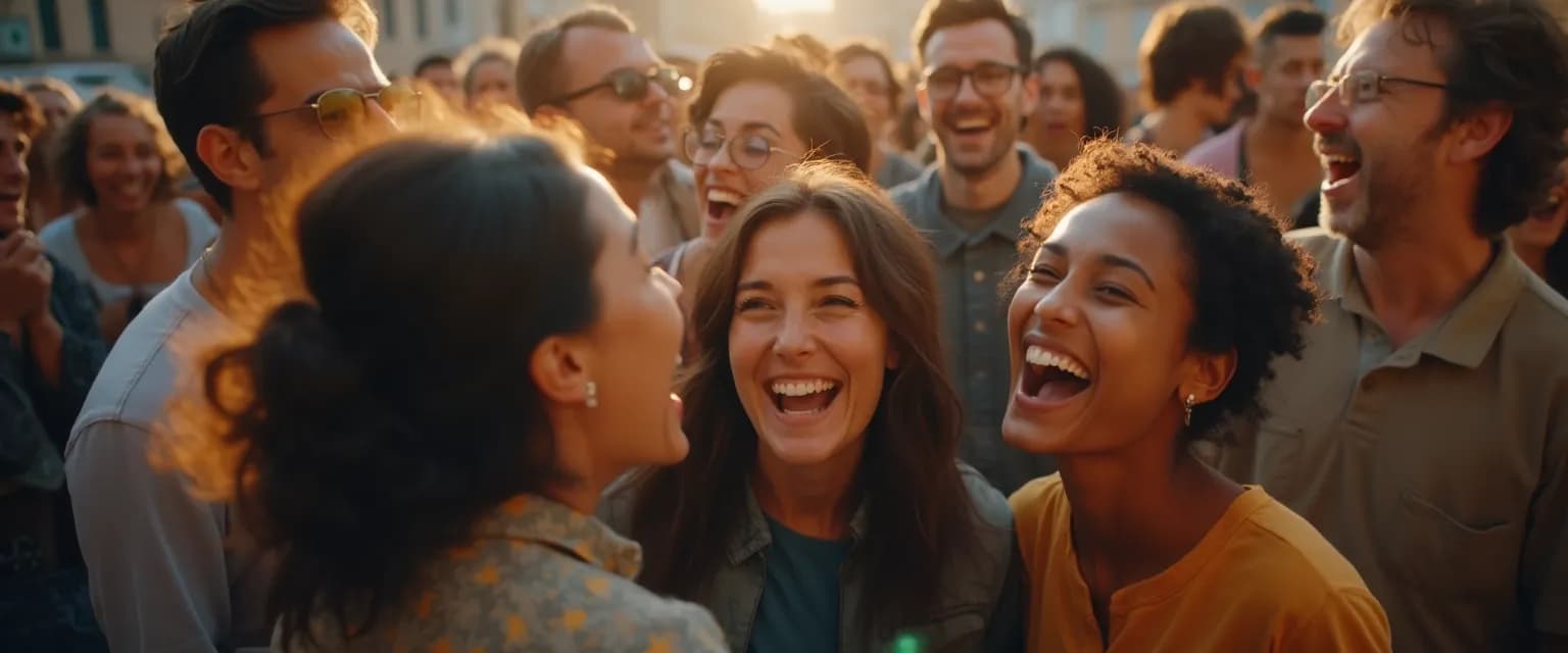 Person stumbling on happiness through an unexpected joyful moment in nature