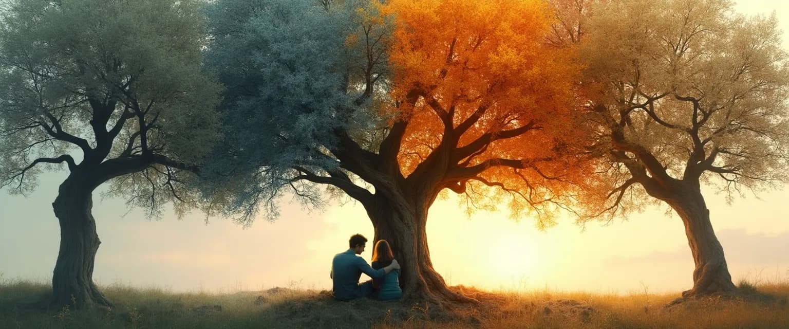 Supportive friend comforting someone who lost a loved one through different seasons of grief