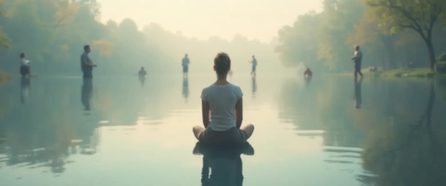 Person practicing self and other awareness through mindful listening in a social setting