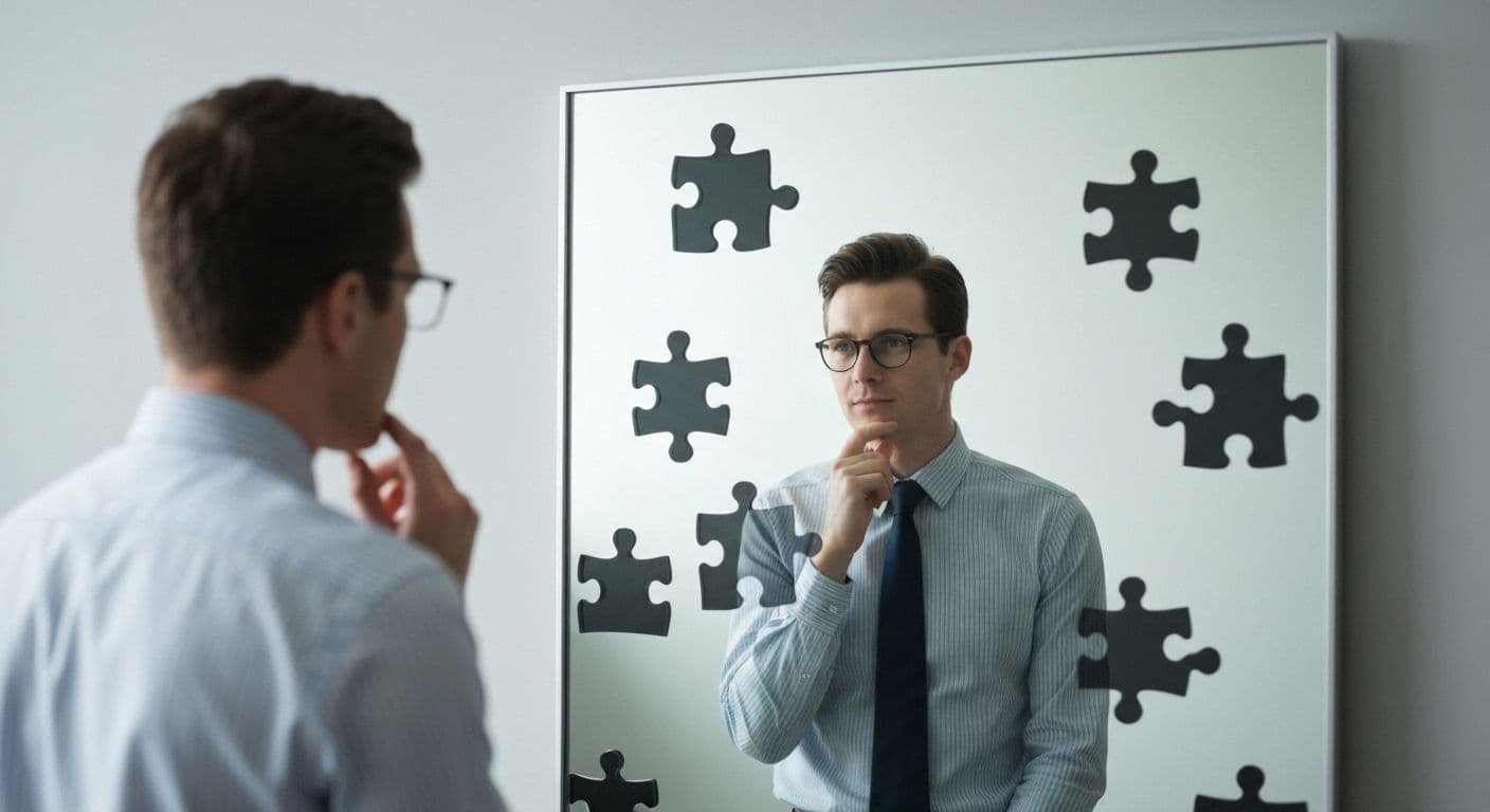 Person developing self awareness in social psychology by observing social interactions and body language