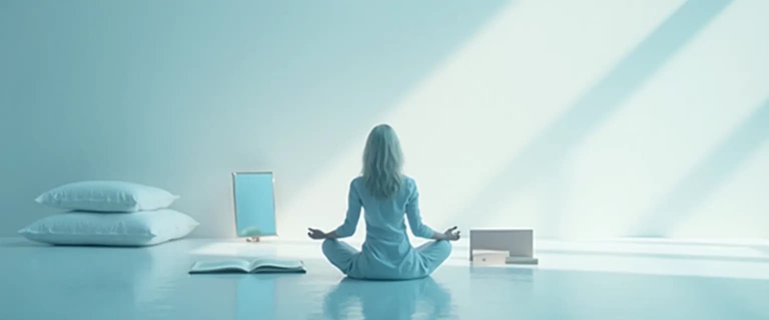 Woman practicing exercises to explain internal self-awareness through mindful reflection