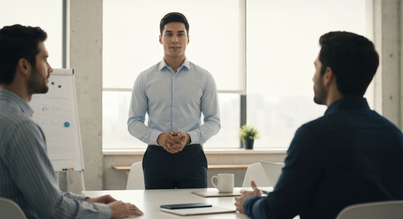 Team leader demonstrating self awareness examples in the workplace during conflict resolution meeting