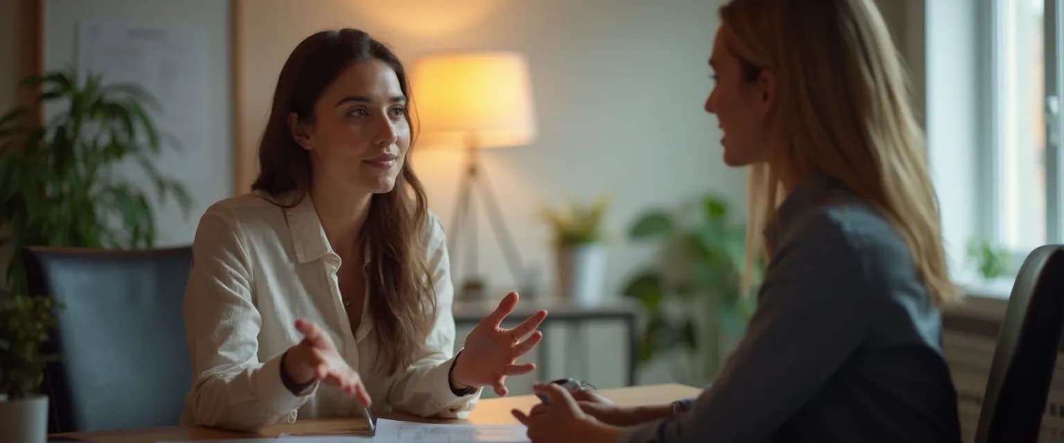 Professional using emotional intelligence in the office to navigate a meeting with colleagues