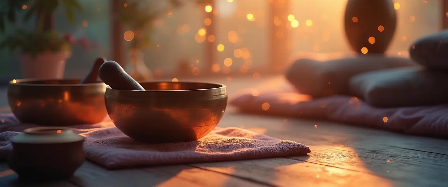 Person experiencing deep relaxation through sound mind and body therapy techniques