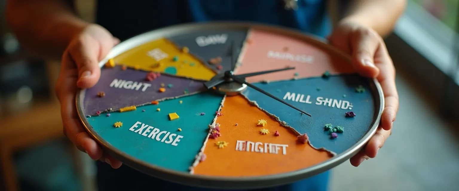 Customized healthy mind platter diagram for shift workers showing balanced mental activities