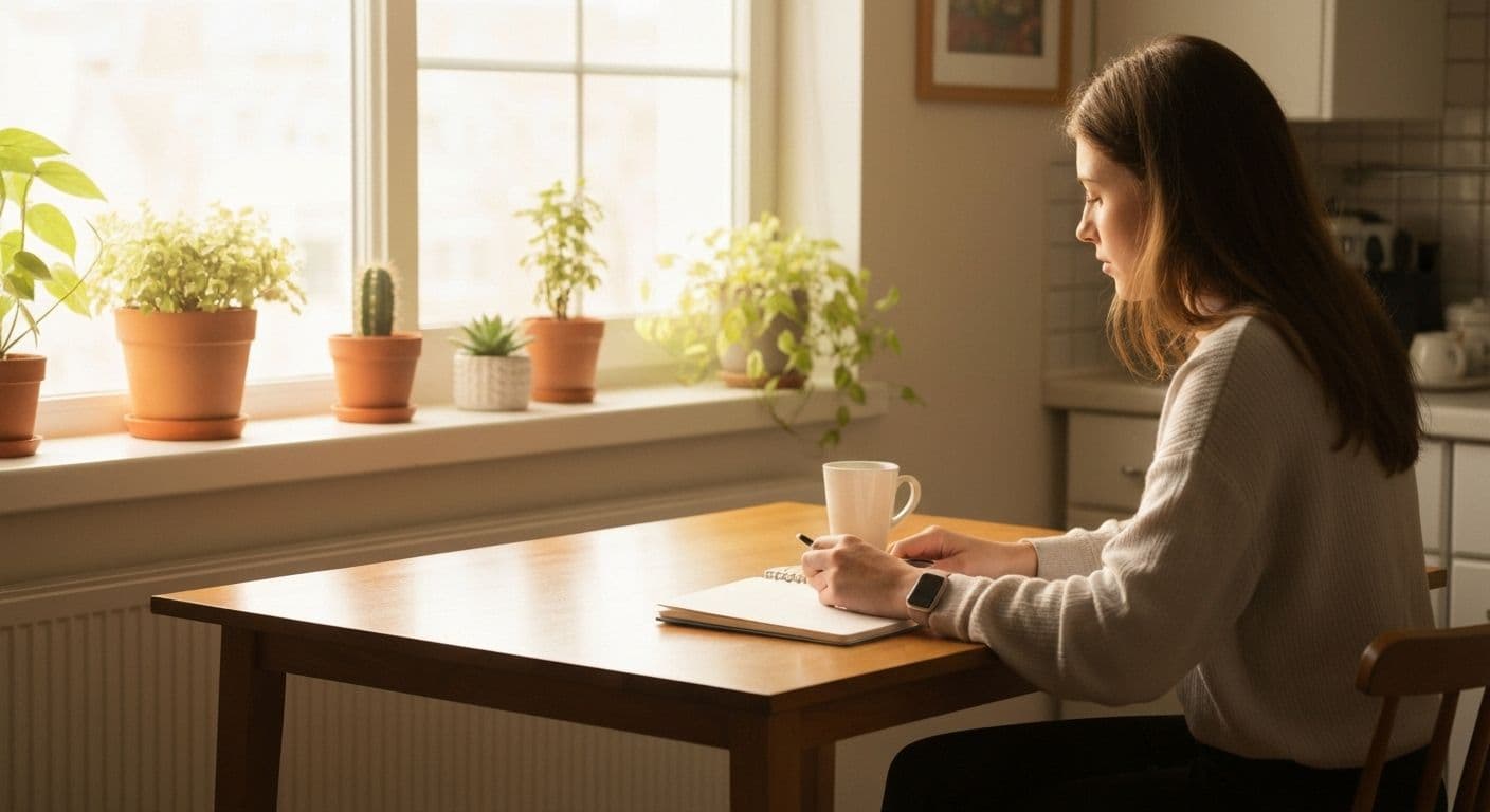 Person creating peaceful morning routine representing life after heartbreak and emotional recovery