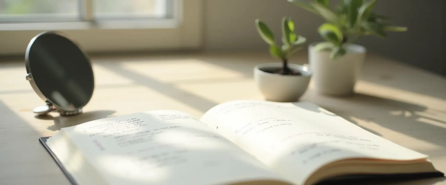 Manager practicing leadership development through self-awareness exercises