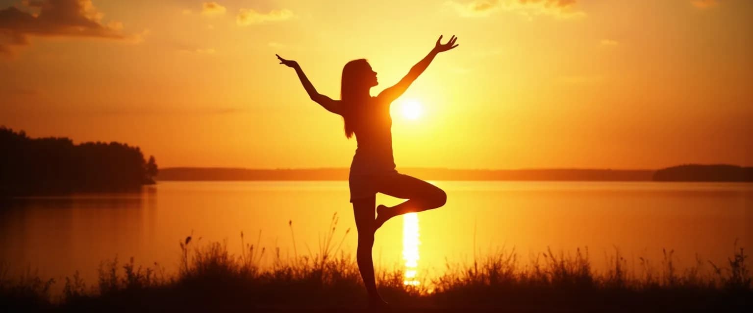 Woman practicing yoga and self-awareness through tree pose in a sunlit room