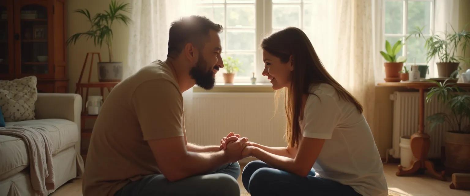 Parent and child practicing a mindful minute exercise together