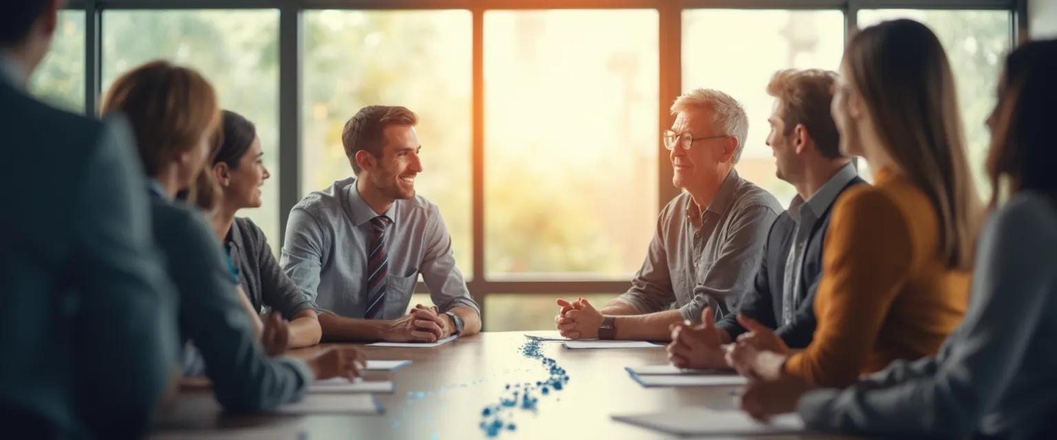 Professionals using emotional intelligence in the workplace to resolve team conflicts