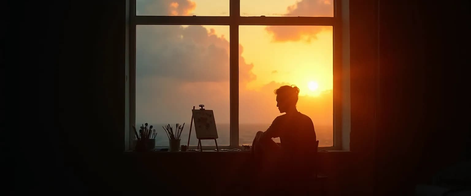 Person expressing depression after breakup through creative artwork