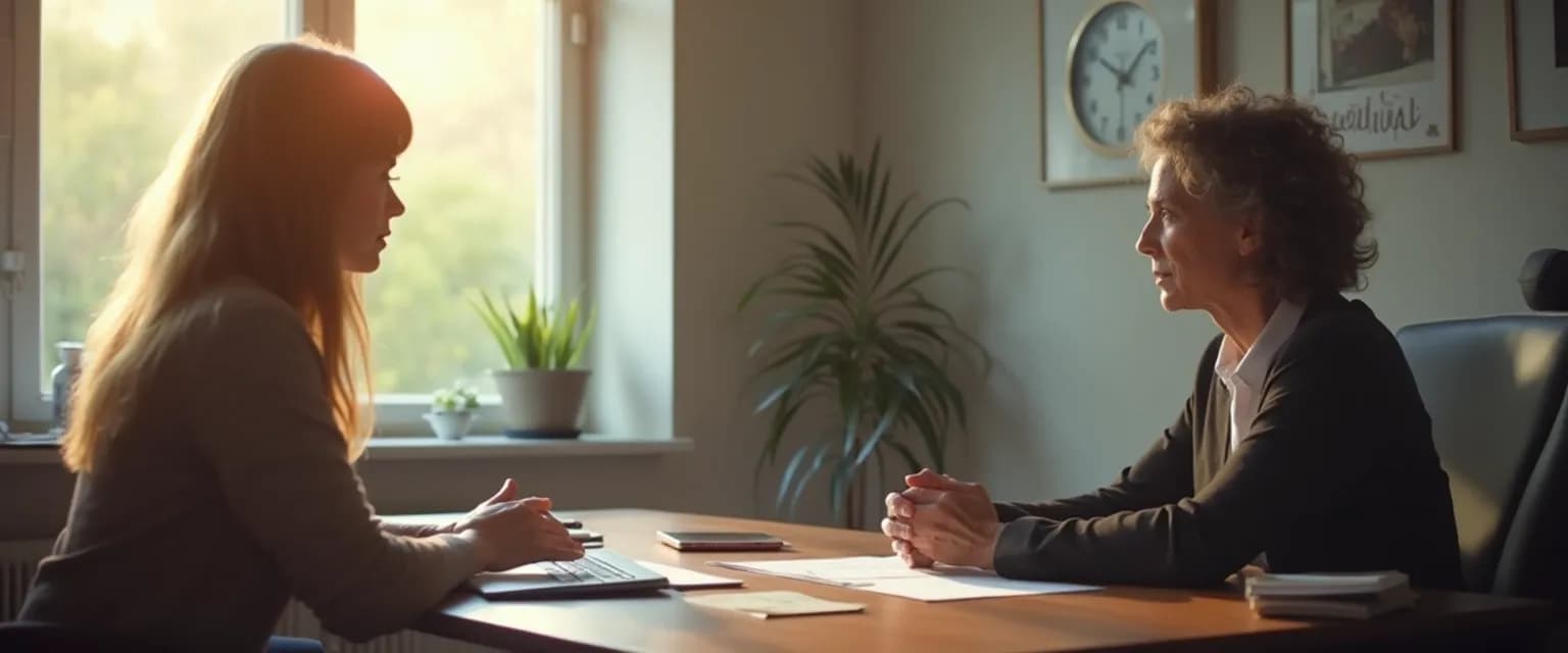 Professional anger management coach helping client understand emotional triggers