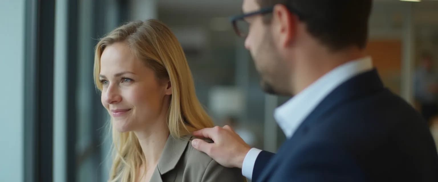Colleague offering support to someone who lost someone in a workplace setting