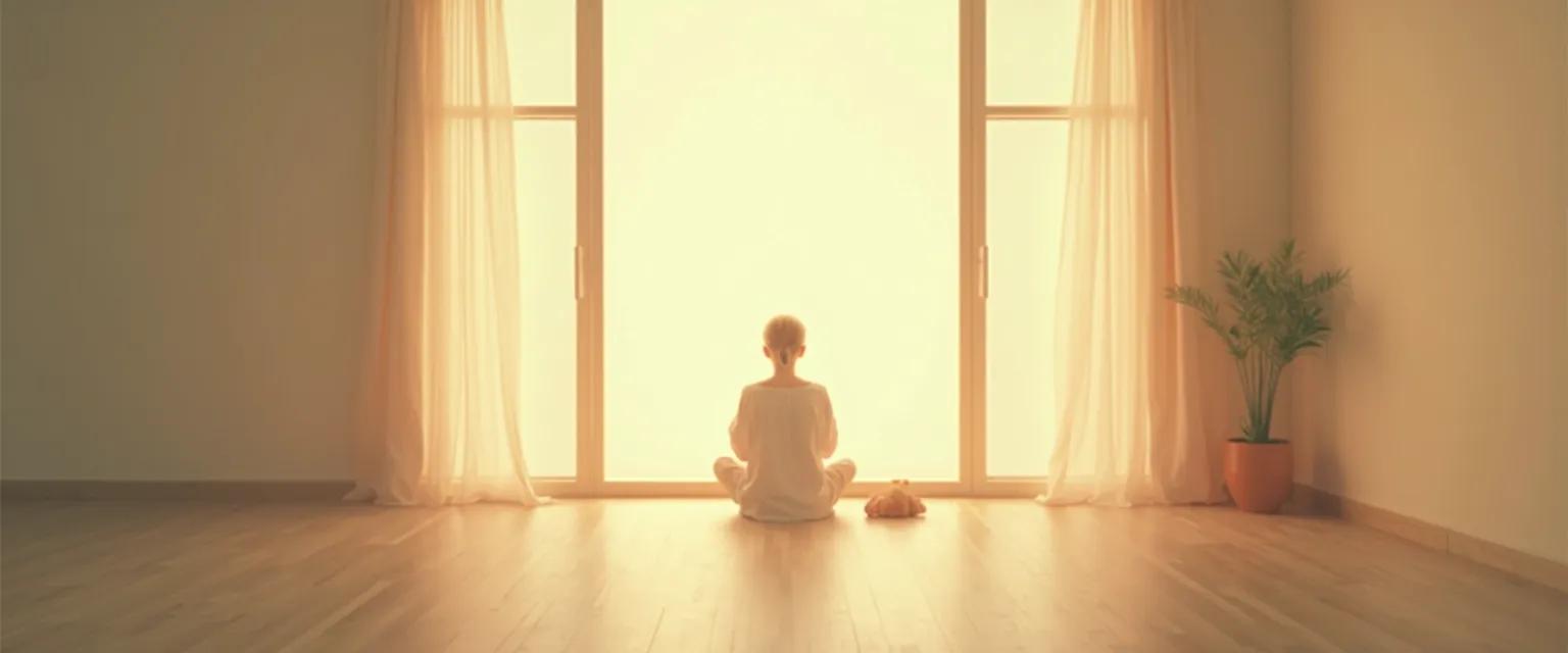 Person embracing lessons in heartbreak through peaceful silent reflection