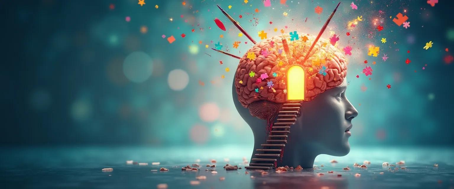 Person unlocking their creative mind with unconventional techniques to overcome mental blocks