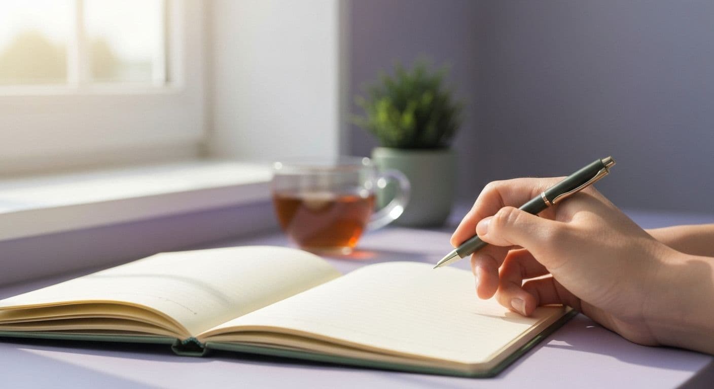 Person using grief writing prompts to process emotions related to chronic illness and multiple losses