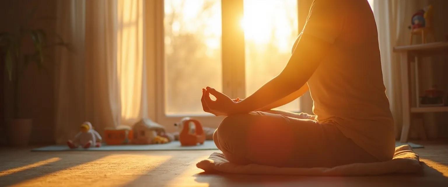 Parent practicing Palouse Mindfulness morning ritual while preparing for busy day