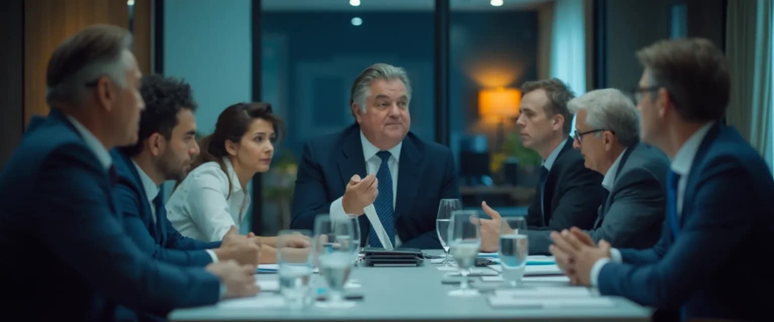 Professionals using intelligence emotional intelligence techniques during a high-pressure meeting