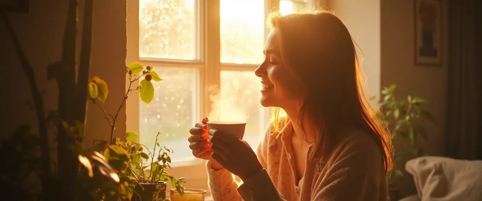Person enjoying a simple moment practicing the art of happiness through mindfulness
