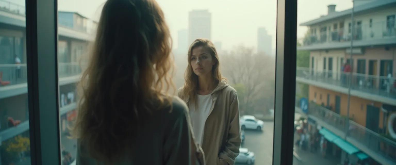 Person practicing self-awareness and social awareness exercises using mirror and window technique