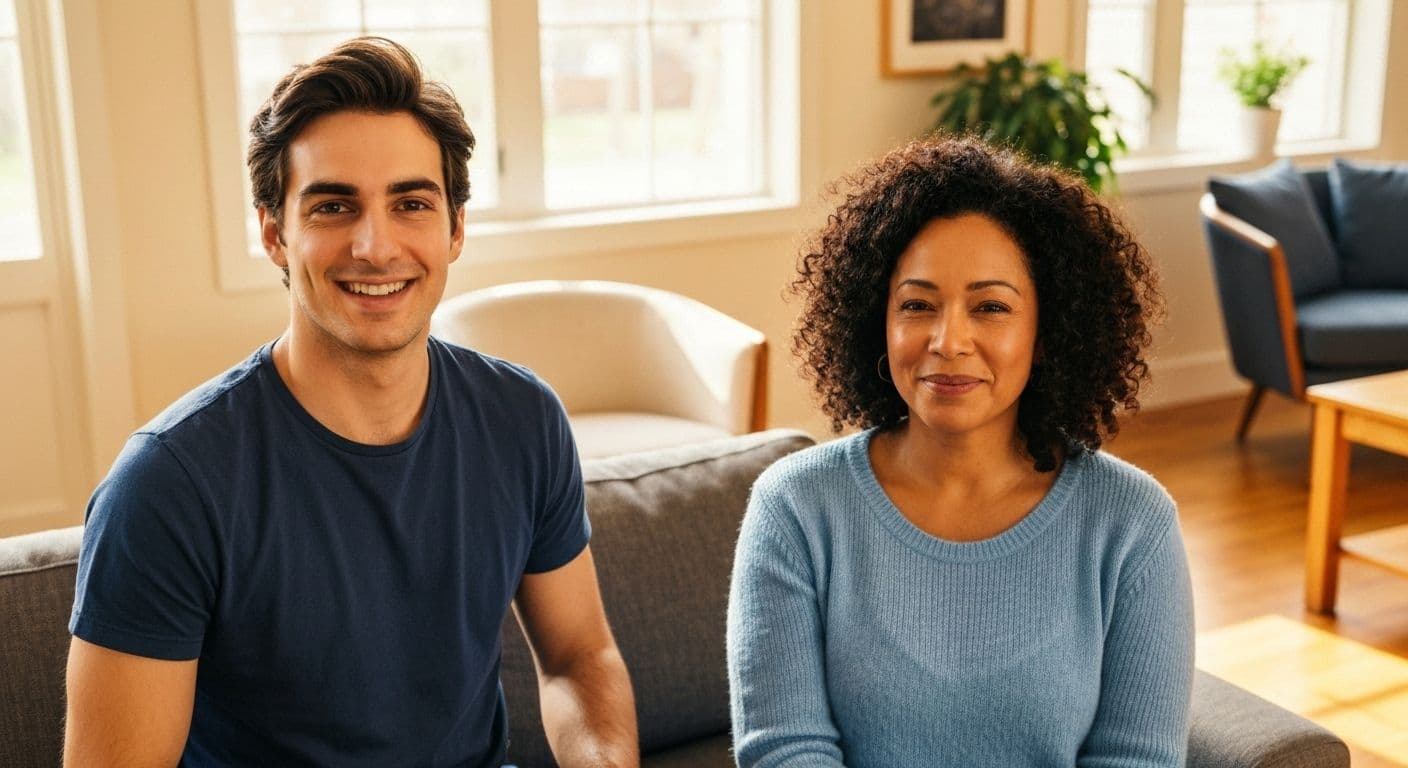 Two people having a supportive conversation showing what to say to a person who lost someone