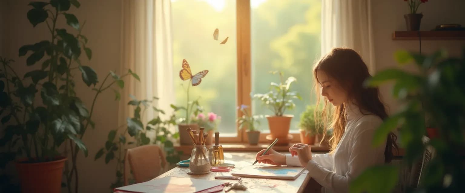 Person engaging in creative hobbies while dealing with heartbreak