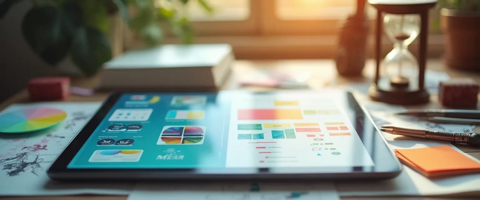 Creative professional using digital and analog procrastination help tools at desk