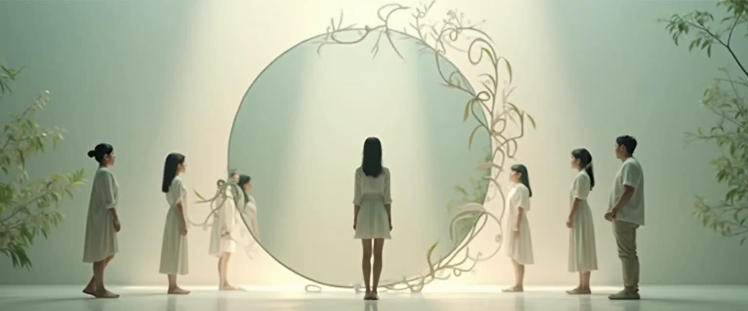 Person practicing the concept of self-awareness through mindful reflection