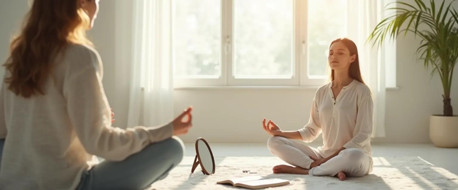 Person practicing HBR self-awareness techniques through interactive experiences rather than reading