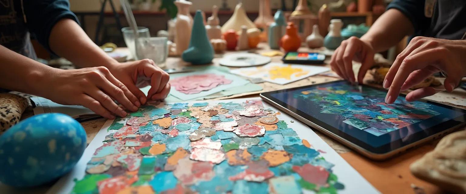 Person building confidence through self-expression using unconventional art techniques