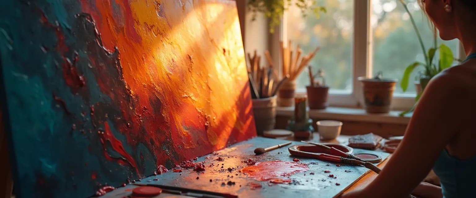 Person engaging in creative grief share through colorful art expression