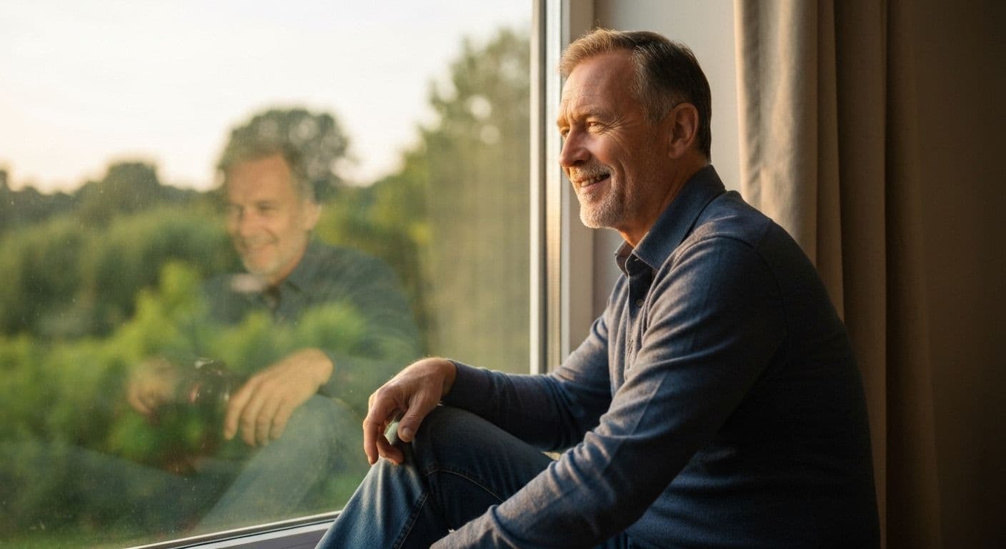 Person practicing personal development and self awareness through mindful morning coffee observation