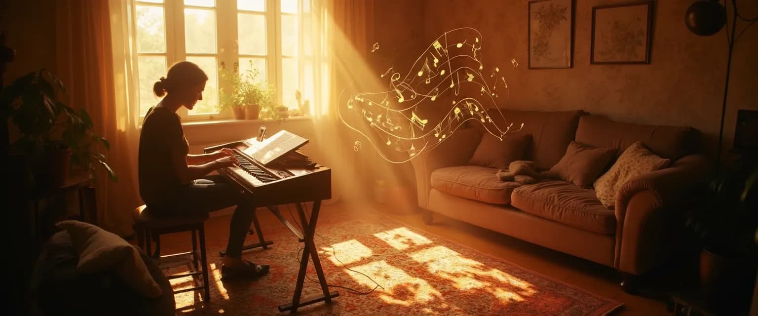 Person serenading heartbreak inspired by Ella Fields' musical approach without formal training