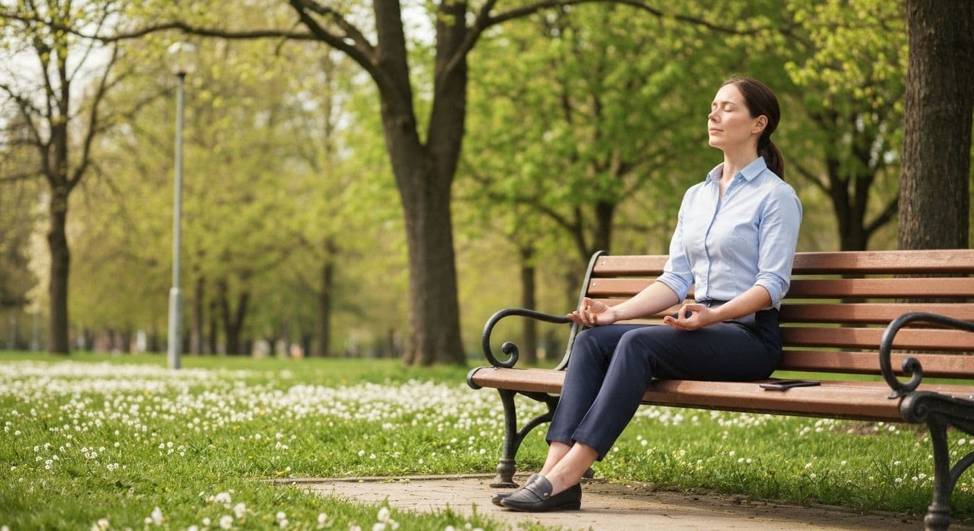 Busy professional practicing mindful in may during commute without using phone or digital devices