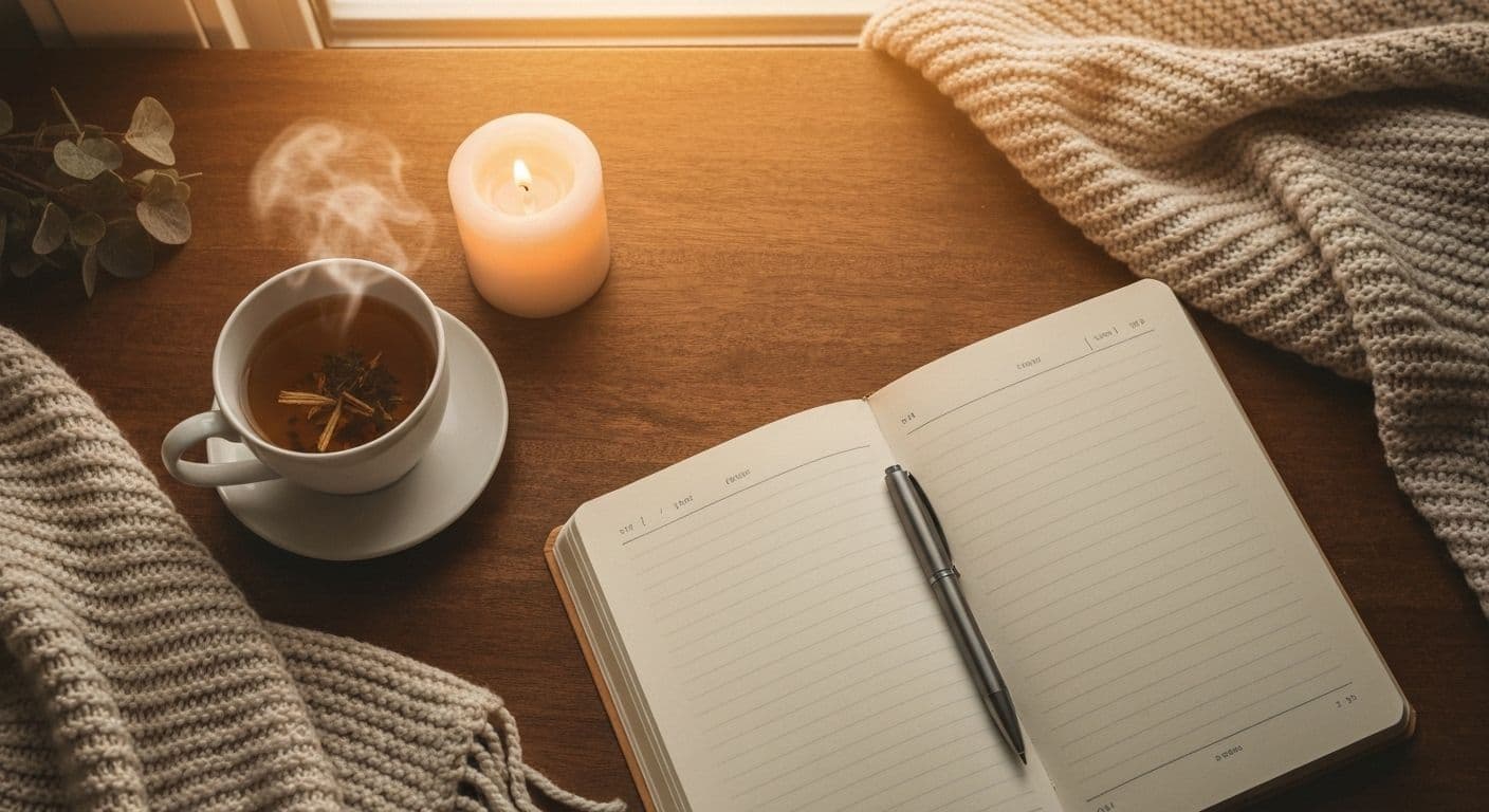Person practicing a peaceful daily unwinding ritual to unwind your mind in a calm environment