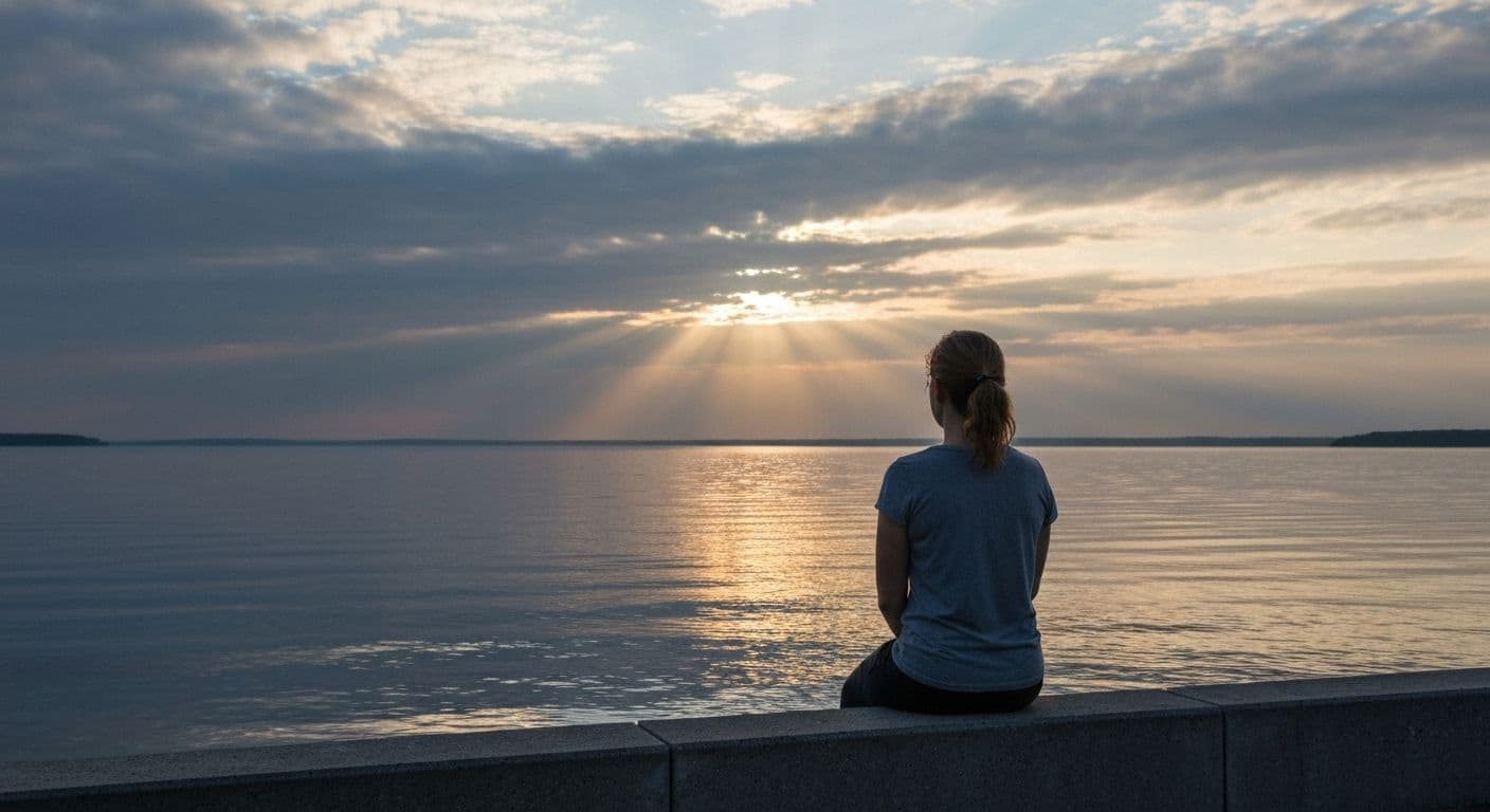 Person sitting peacefully outdoors reflecting on how long does grief last and their personal healing timeline