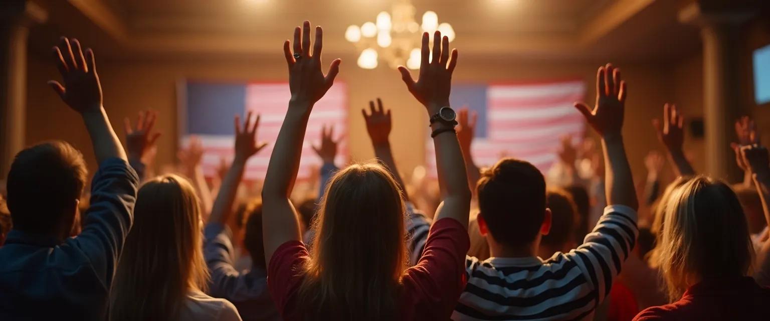 Person confidently engaging in political discussion, demonstrating confidence in political engagement