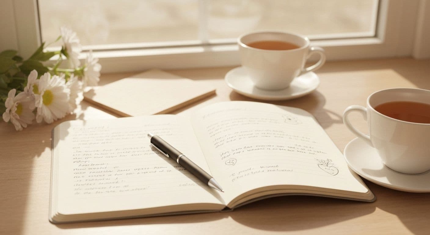 Person practicing self-reflection heartbreak techniques with structured prompts for healing