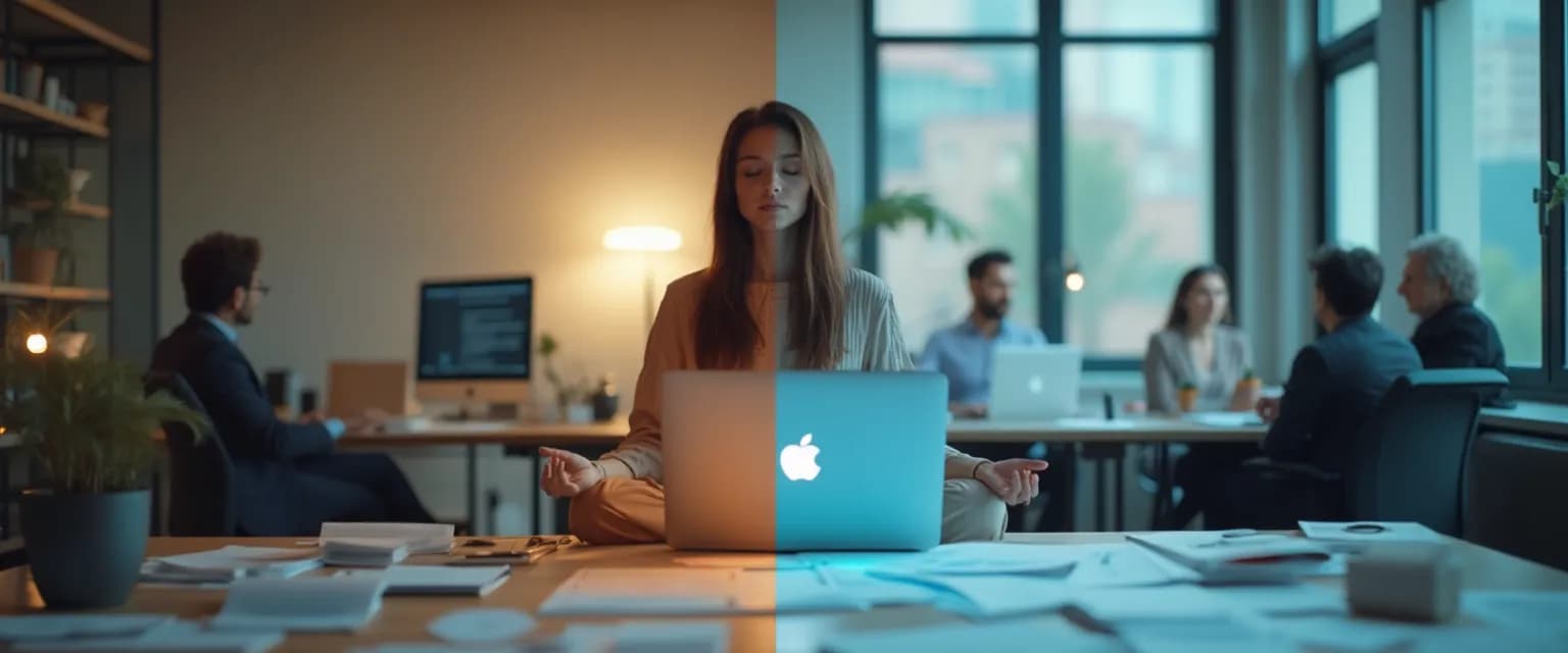 Professional using 5-minute techniques for improving emotional intelligence during workday