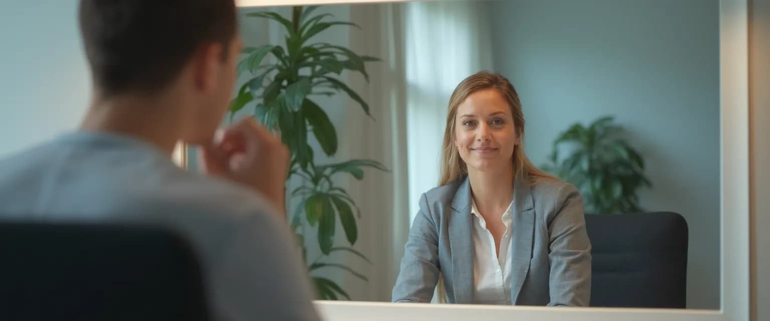 Hiring manager conducting self awareness of deficits interview with candidate