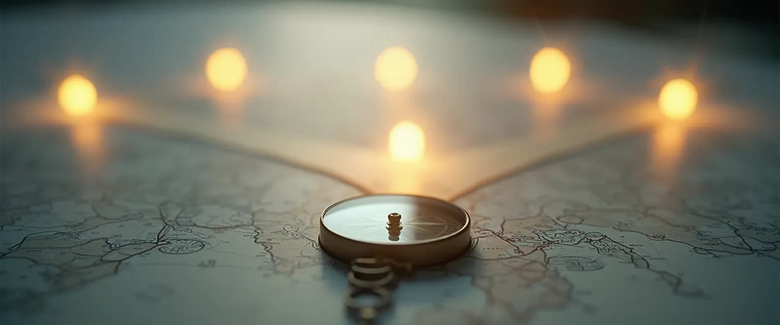 Person using self-awareness compass for life orientation during major transitions