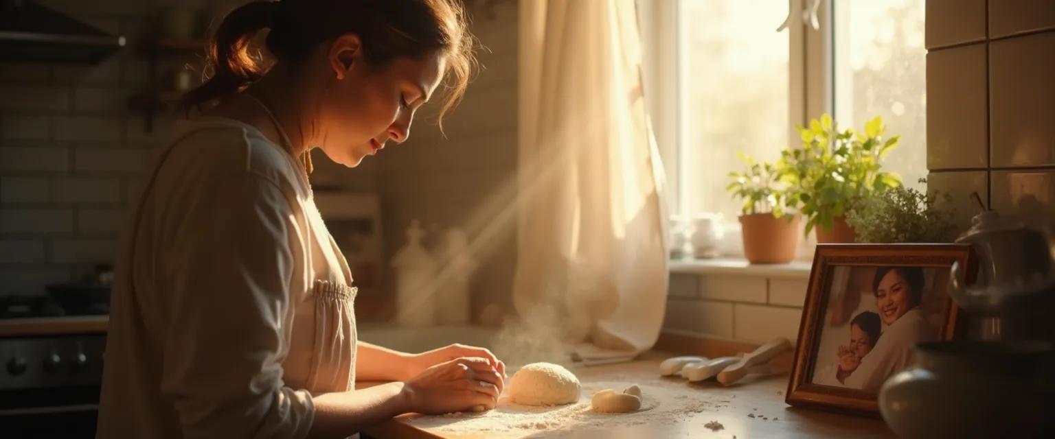 Person finding comfort while cooking as a way to cope with grief