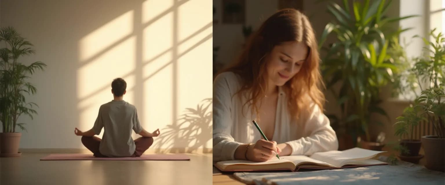 Person practicing introspection self awareness through silent reflection and journaling