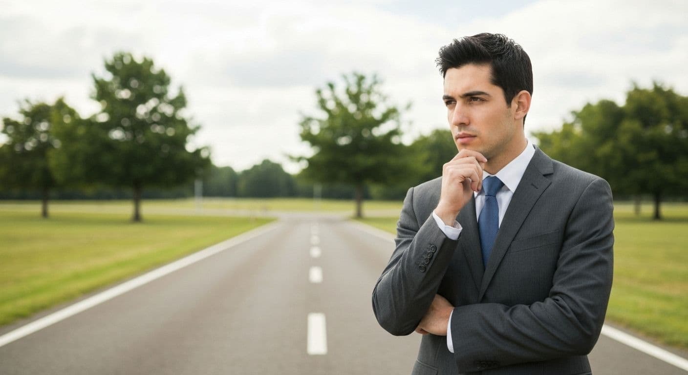 Person pausing thoughtfully demonstrating self awareness in decision making